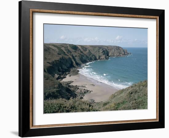 Plemont Bay from Clifftop, Greve Aulancon, Jersey, Channel Islands, United Kingdom-Julian Pottage-Framed Photographic Print