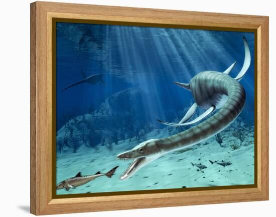 Plesiosaur Attack, Artwork-Roger Harris-Framed Premier Image Canvas