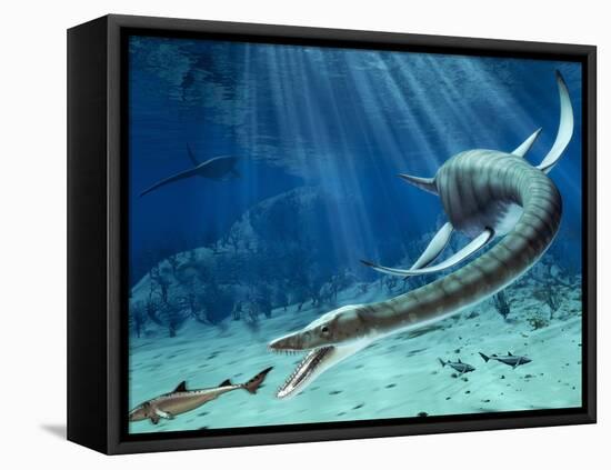 Plesiosaur Attack, Artwork-Roger Harris-Framed Premier Image Canvas