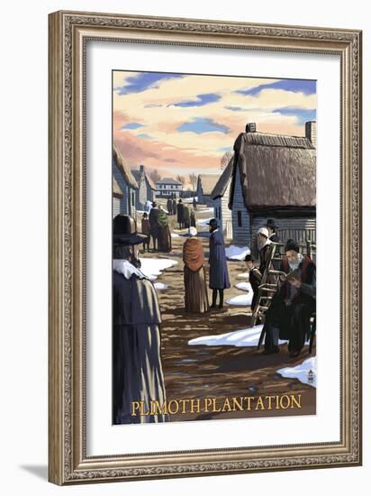 Plimoth Plantation, Massachusetts Scene-Lantern Press-Framed Art Print