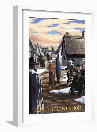 Plimoth Plantation, Massachusetts Scene-Lantern Press-Framed Art Print