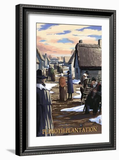 Plimoth Plantation, Massachusetts Scene-Lantern Press-Framed Art Print