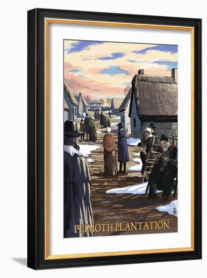 Plimoth Plantation, Massachusetts Scene-Lantern Press-Framed Art Print