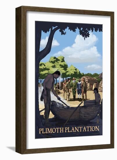 Plimoth Plantation, Massachusetts - Wampanoag Village-Lantern Press-Framed Art Print