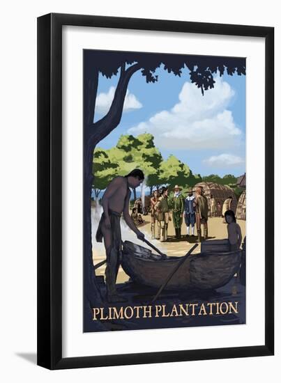 Plimoth Plantation, Massachusetts - Wampanoag Village-Lantern Press-Framed Art Print