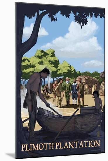 Plimoth Plantation, Massachusetts - Wampanoag Village-Lantern Press-Mounted Art Print