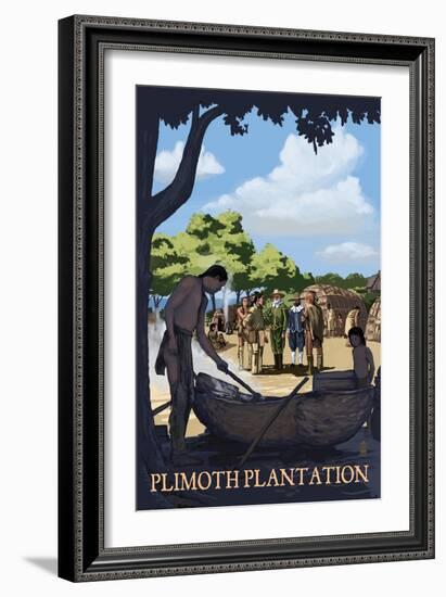 Plimoth Plantation, Massachusetts - Wampanoag Village-Lantern Press-Framed Art Print