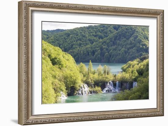 Plitvice National Park cascades step down from lower lake Kozjak to smaller lakes.-Trish Drury-Framed Photographic Print