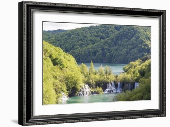 Plitvice National Park cascades step down from lower lake Kozjak to smaller lakes.-Trish Drury-Framed Photographic Print