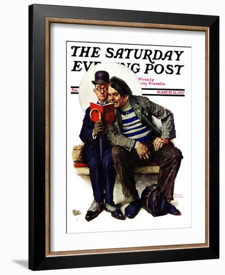 "Plot Thickens" Saturday Evening Post Cover, March 12,1927-Norman Rockwell-Framed Giclee Print