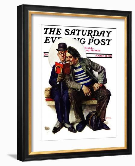 "Plot Thickens" Saturday Evening Post Cover, March 12,1927-Norman Rockwell-Framed Giclee Print