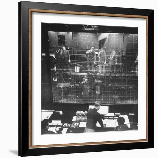 Plotters Writing Data Backward on Plotting Board with Luminous Pencils, Air Defense Control Center-Al Fenn-Framed Photographic Print