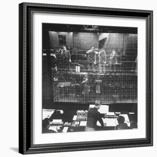 Plotters Writing Data Backward on Plotting Board with Luminous Pencils, Air Defense Control Center-Al Fenn-Framed Photographic Print