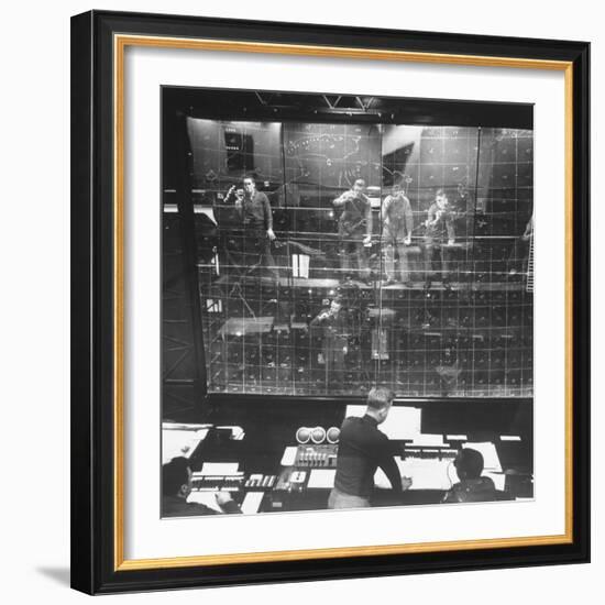 Plotters Writing Data Backward on Plotting Board with Luminous Pencils, Air Defense Control Center-Al Fenn-Framed Photographic Print