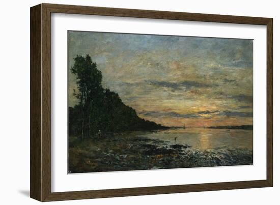 Plougastel, Sunset over the Estuary, C.1870-73-Eug?ne Boudin-Framed Giclee Print