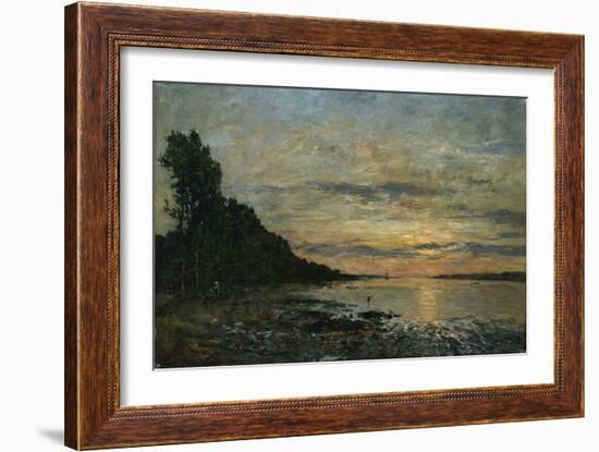 Plougastel, Sunset over the Estuary, C.1870-73-Eug?ne Boudin-Framed Giclee Print