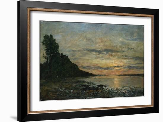 Plougastel, Sunset over the Estuary, C.1870-73-Eug?ne Boudin-Framed Giclee Print