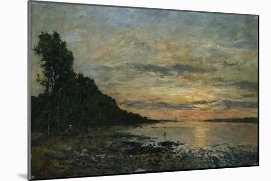 Plougastel, Sunset over the Estuary, C.1870-73-Eug?ne Boudin-Mounted Giclee Print
