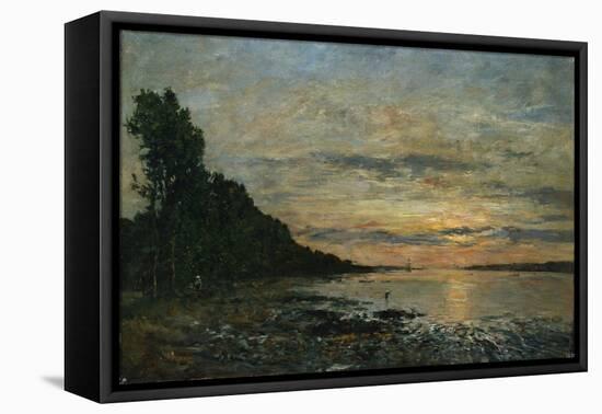 Plougastel, Sunset over the Estuary, C.1870-73-Eug?ne Boudin-Framed Premier Image Canvas