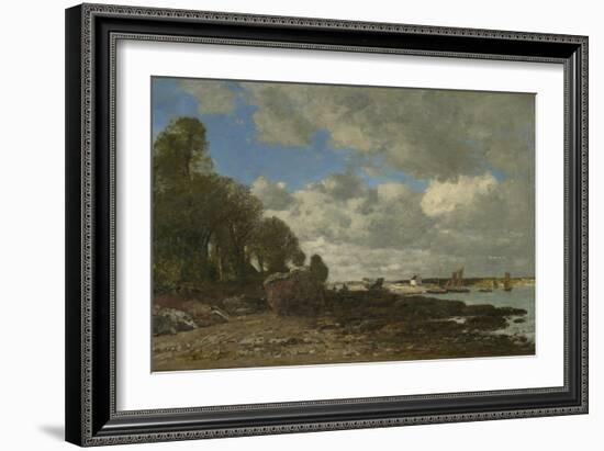 Plougastel, the Ferry Crossing, 1873 (Oil on Canvas)-Eugene Louis Boudin-Framed Giclee Print