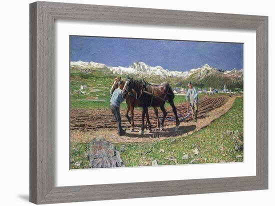 Ploughing, 1887-90-Giovanni Segantini-Framed Giclee Print