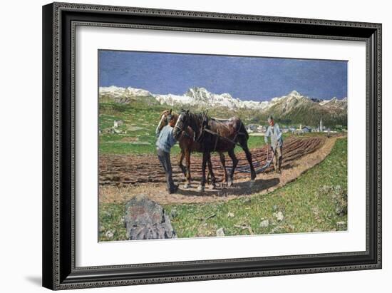 Ploughing, 1887-90-Giovanni Segantini-Framed Giclee Print