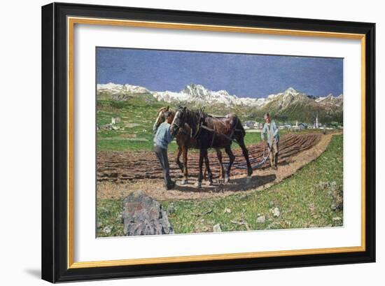 Ploughing, 1887-90-Giovanni Segantini-Framed Giclee Print