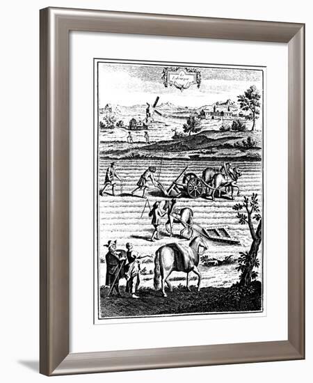 Ploughing and Harrowing with Horses and Sowing Seed Broadcast, 1762-null-Framed Giclee Print