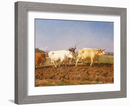 Ploughing in the Nivernais, 1850-Rosa Bonheur-Framed Giclee Print