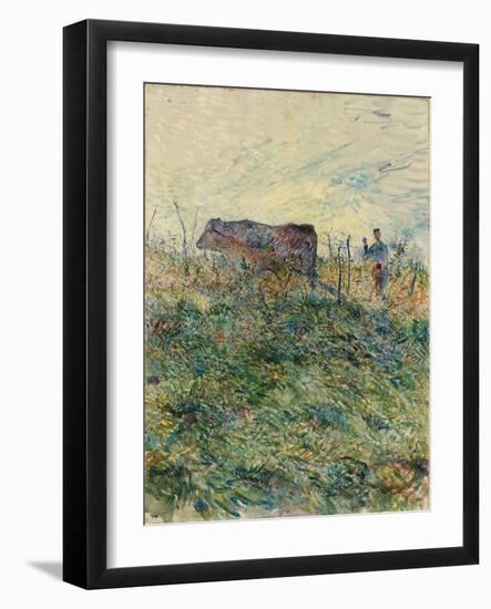 Ploughing in the Vineyard, 1883-Henri de Toulouse-Lautrec-Framed Giclee Print