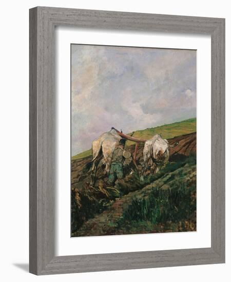 Ploughing-Giovanni Fattori-Framed Art Print