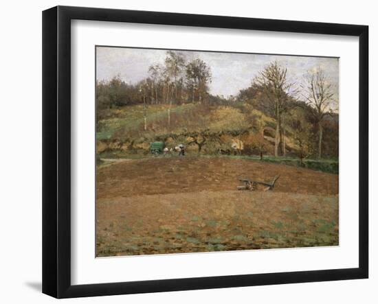Ploughland, 1874-Camille Pissarro-Framed Giclee Print