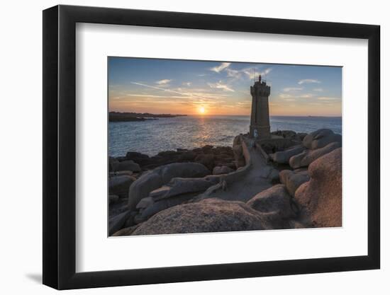 Ploumanach lighthouse at sunset, Perros-Guirec, Cotes-d'Armor, Brittany, France, Europe-Francesco Vaninetti-Framed Photographic Print