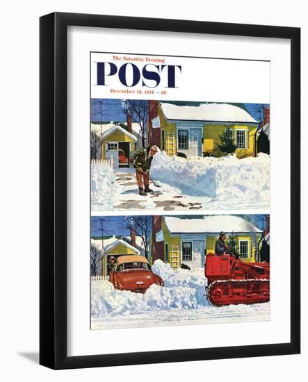 "Plowed-Over Driveway" Saturday Evening Post Cover, December 18, 1954-Earl Mayan-Framed Giclee Print