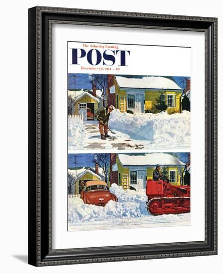 "Plowed-Over Driveway" Saturday Evening Post Cover, December 18, 1954-Earl Mayan-Framed Giclee Print