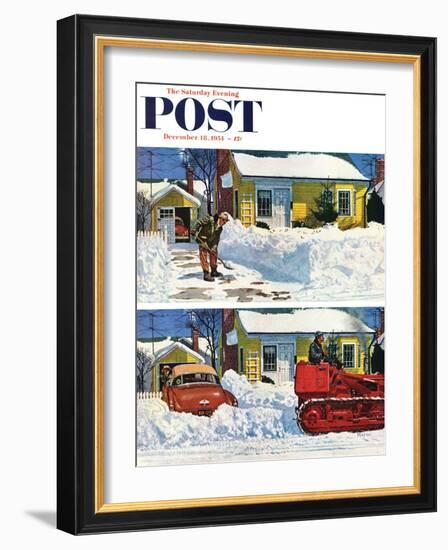 "Plowed-Over Driveway" Saturday Evening Post Cover, December 18, 1954-Earl Mayan-Framed Giclee Print