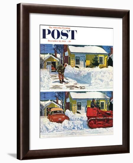 "Plowed-Over Driveway" Saturday Evening Post Cover, December 18, 1954-Earl Mayan-Framed Giclee Print