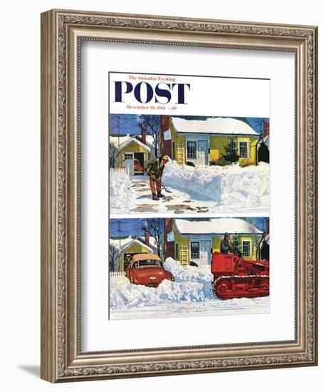 "Plowed-Over Driveway" Saturday Evening Post Cover, December 18, 1954-Earl Mayan-Framed Giclee Print