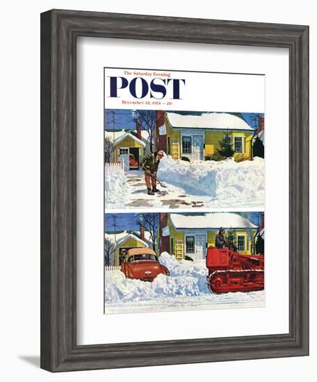 "Plowed-Over Driveway" Saturday Evening Post Cover, December 18, 1954-Earl Mayan-Framed Giclee Print