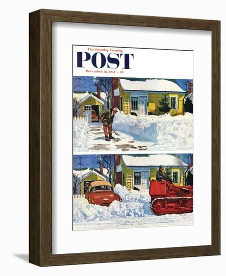 "Plowed-Over Driveway" Saturday Evening Post Cover, December 18, 1954-Earl Mayan-Framed Giclee Print