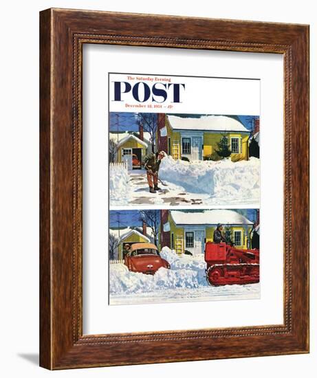 "Plowed-Over Driveway" Saturday Evening Post Cover, December 18, 1954-Earl Mayan-Framed Giclee Print