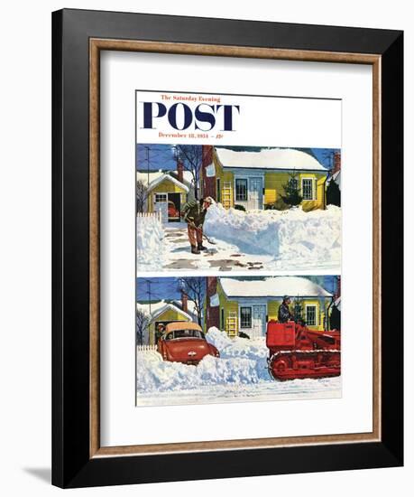 "Plowed-Over Driveway" Saturday Evening Post Cover, December 18, 1954-Earl Mayan-Framed Giclee Print