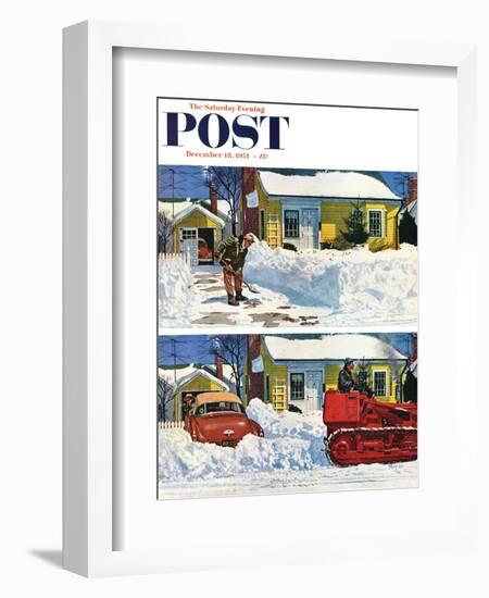 "Plowed-Over Driveway" Saturday Evening Post Cover, December 18, 1954-Earl Mayan-Framed Giclee Print