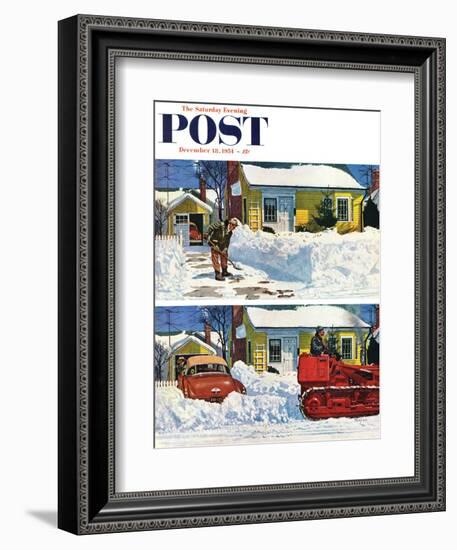 "Plowed-Over Driveway" Saturday Evening Post Cover, December 18, 1954-Earl Mayan-Framed Giclee Print