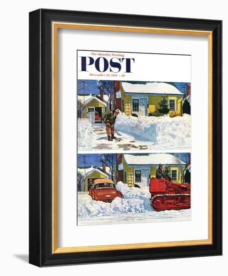 "Plowed-Over Driveway" Saturday Evening Post Cover, December 18, 1954-Earl Mayan-Framed Giclee Print