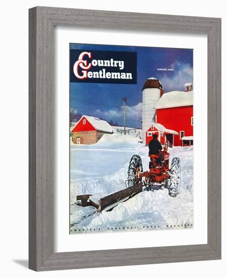 "Plowing Path to the Barn," Country Gentleman Cover, January 1, 1947-J. Julius Fanta-Framed Giclee Print