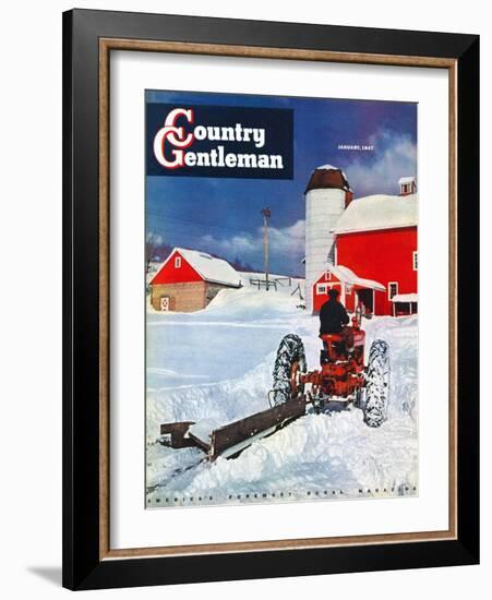 "Plowing Path to the Barn," Country Gentleman Cover, January 1, 1947-J. Julius Fanta-Framed Giclee Print