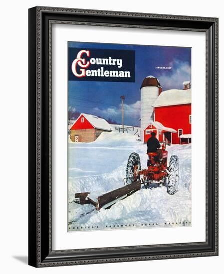 "Plowing Path to the Barn," Country Gentleman Cover, January 1, 1947-J. Julius Fanta-Framed Giclee Print