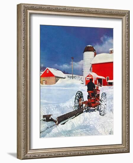 "Plowing Path to the Barn,"January 1, 1947-J. Julius Fanta-Framed Giclee Print