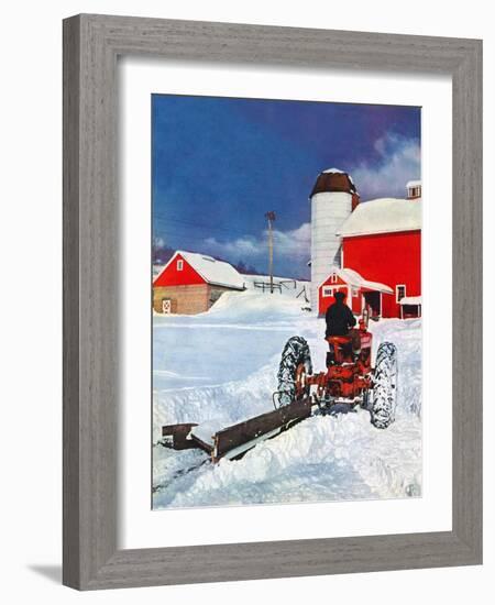 "Plowing Path to the Barn,"January 1, 1947-J. Julius Fanta-Framed Giclee Print